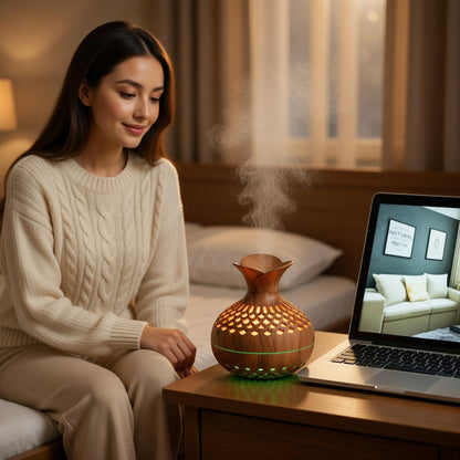 Wood Grain Aroma Diffuser with Ultrasonic Mist