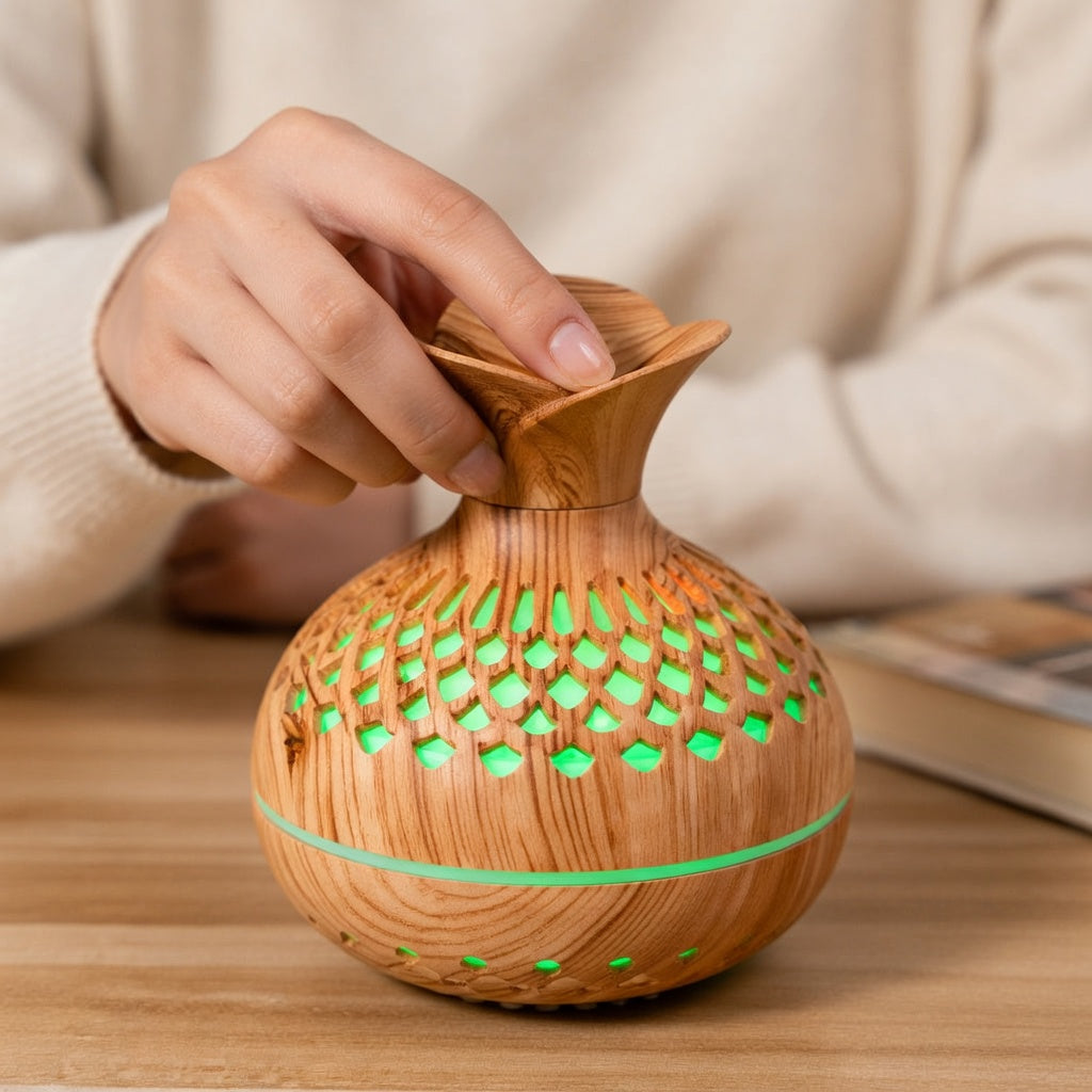 Wood Grain Aroma Diffuser with Ultrasonic Mist