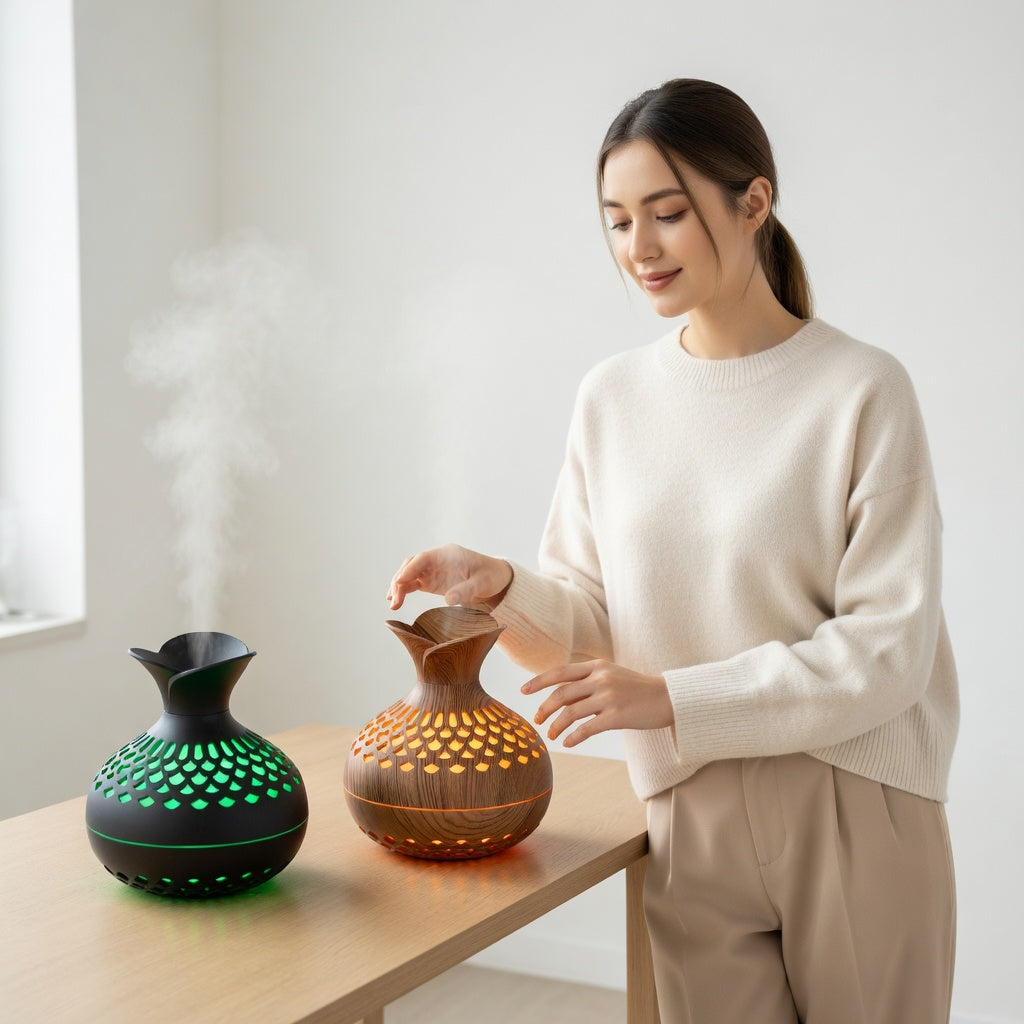 Wood Grain Aroma Diffuser with Ultrasonic Mist